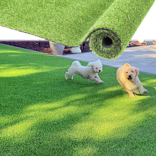 LFL Artificial Grass Turf 4 Feet X 20 Feet, Indoor/Outdoor Faux Fake Grass Rug with Drainage Holes, 0.8" Height Perfect Artificial Turf Mat for Garden Lawn Balcony Pet Landscape Decoration