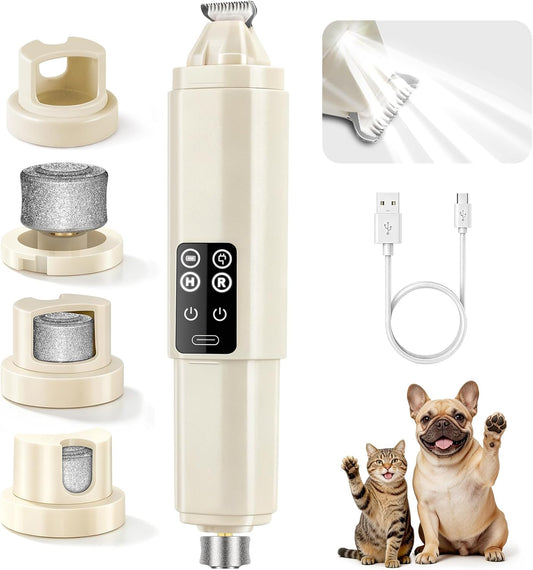 Dog Nail Grinder Quiet, 2-In-1 Paw Trimmer with Light for Dogs