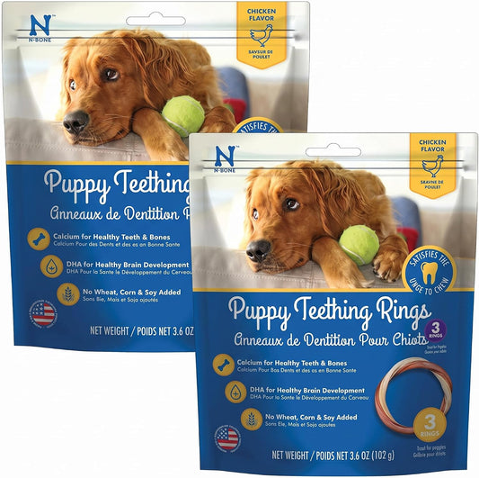 N-Bone Puppy Teething Rings Bag Variety Pack, Chicken & Pumpkin & Peanut Butter Flavor,10.8-Oz, 9 Rings, 3 Count (Pack of 2)