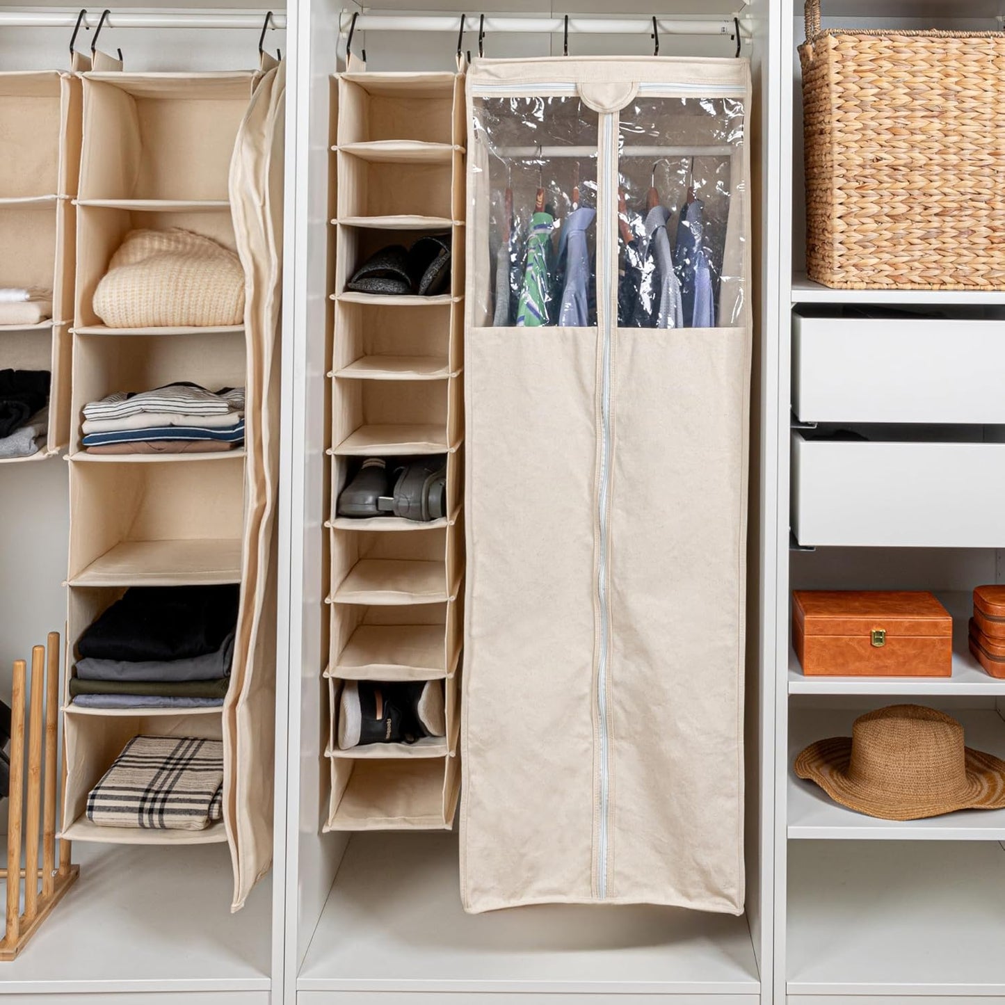 Household Essentials Cedarline Hanging Wardrobe, Heavy-Duty Cotton Canvas, Breathable, Versatile, Natural