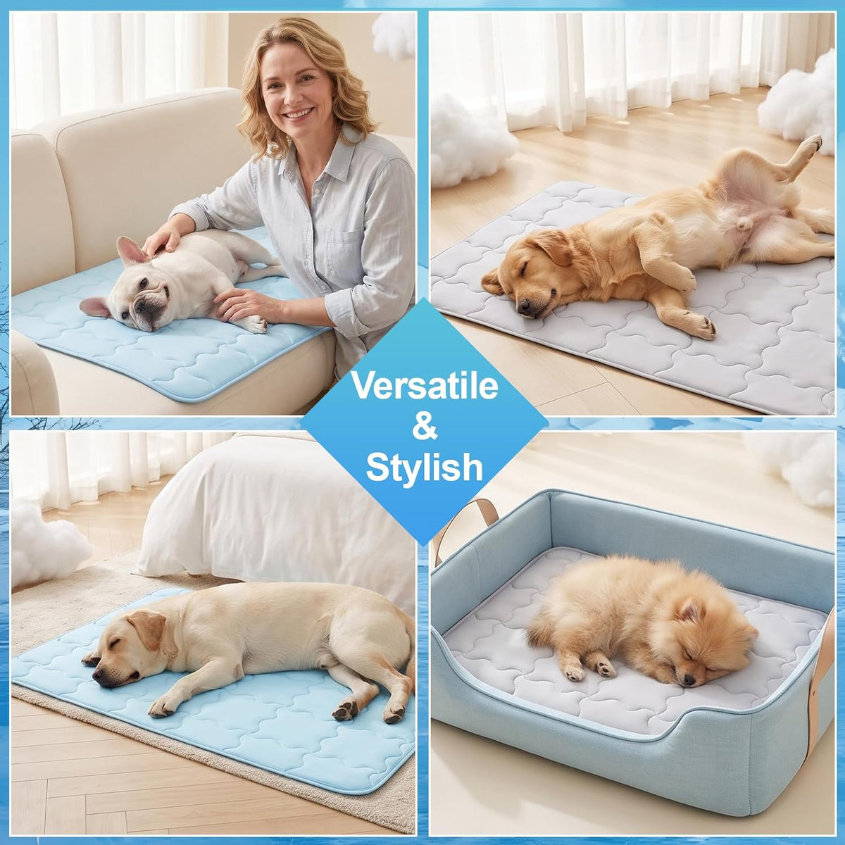 Dog Cooling Mat 28X41In Gray Q-MAX>0.5 Non-Slip Self-Cooling
