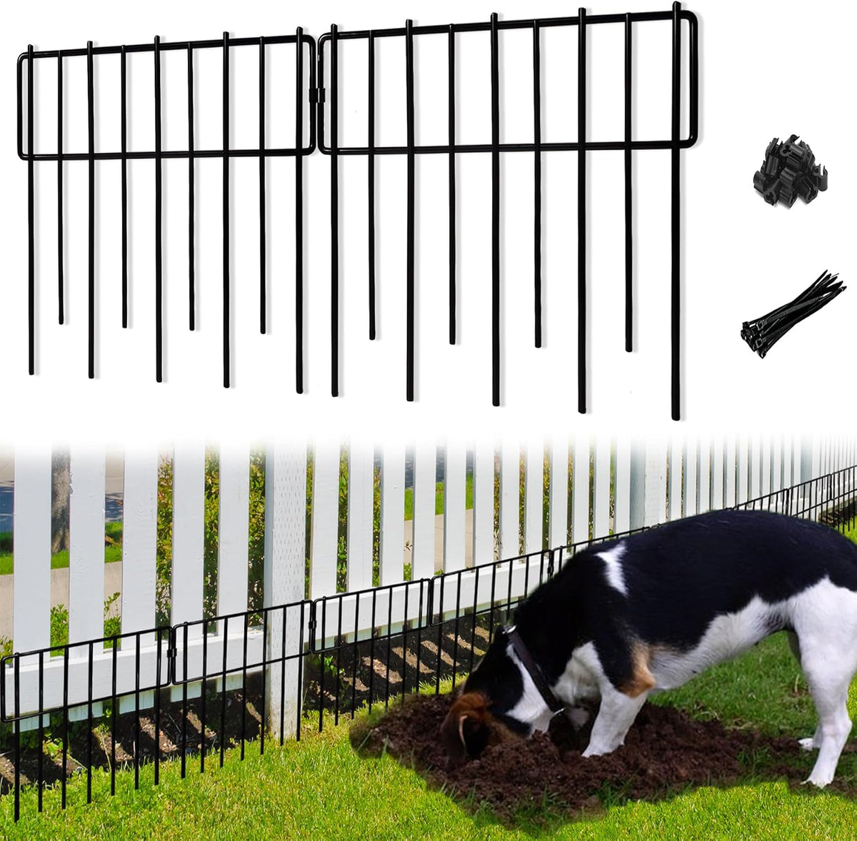 Animal Barrier Fence, 10 Pcs Upgrade 1.26 in Gap Decorative Fences No Dig Fence for Rabbits and Dog Ground Defense, Rustproof Metal Wire Garden Fence Border for Garden & Patio Landscaping
