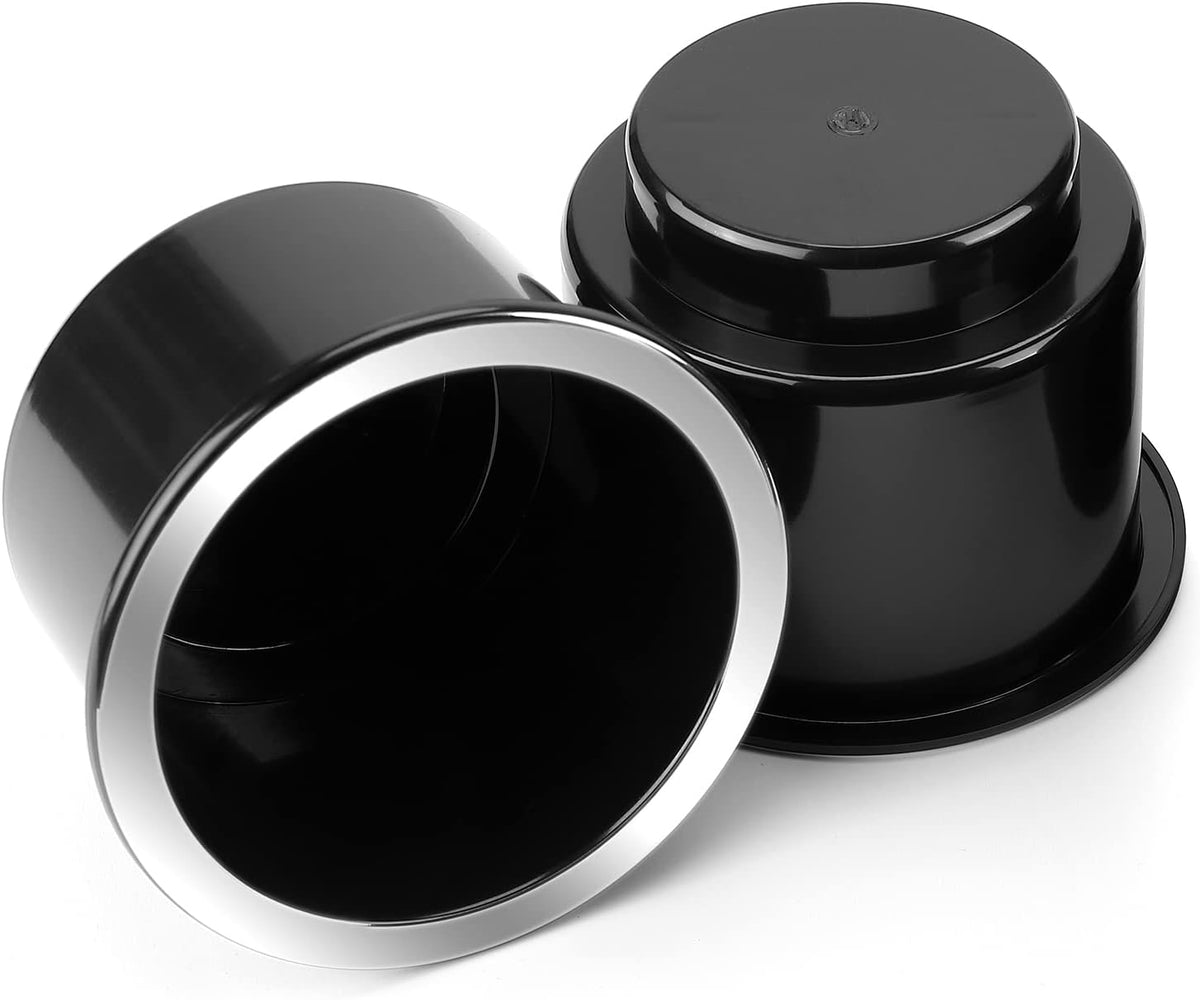Joytutus Cup Holder Insert 2Pcs for RV Boat Car Couch Golf Cart, Elegant Chrome, Large Plastic Universal Drop in Cup Holder for Pontoon Table Sofa