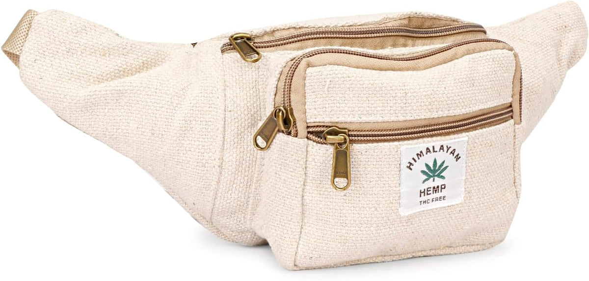 LONGING to BUY Hemp Fanny Pack for Men & Women,Adjustable Waist and Multiple Pockets,Waist Bag & for All Purpose (Off White)