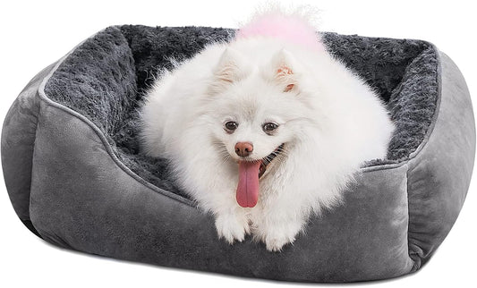 JOEJOY Rectangle Dog Bed for Large Medium Small Dogs - Washable Orthopedic Sofa Bed, Soft Breathable Puppy & Pet Cuddler, Durable Calming Dog Bed with Anti-Slip Bottom, Multiple Sizes, Dark Grey