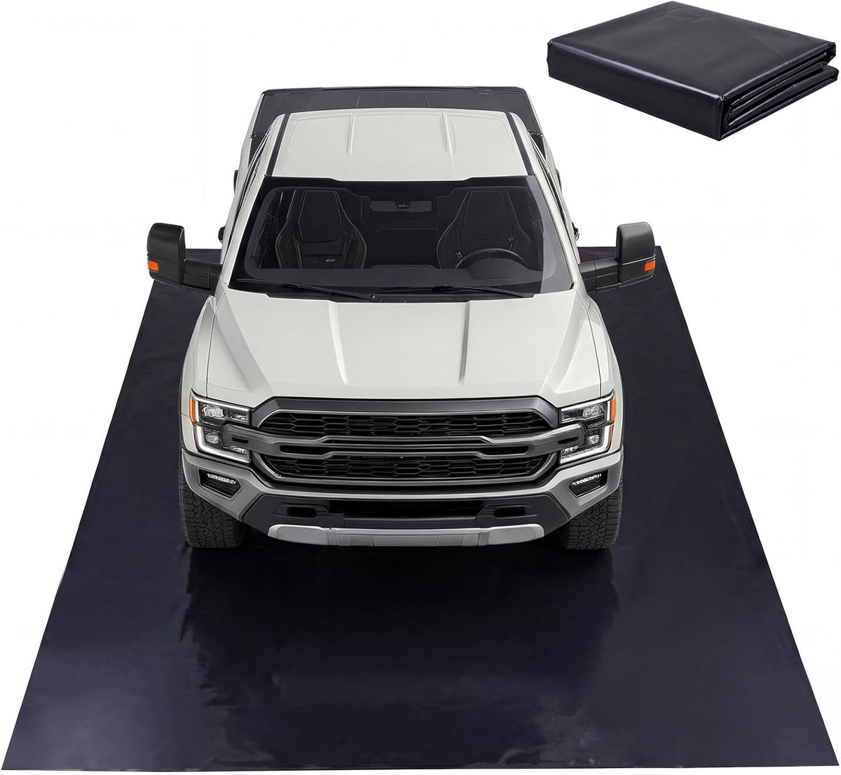 Garage Floor Mat 9.84X19.68Ft, Waterproof PVC Protector Black