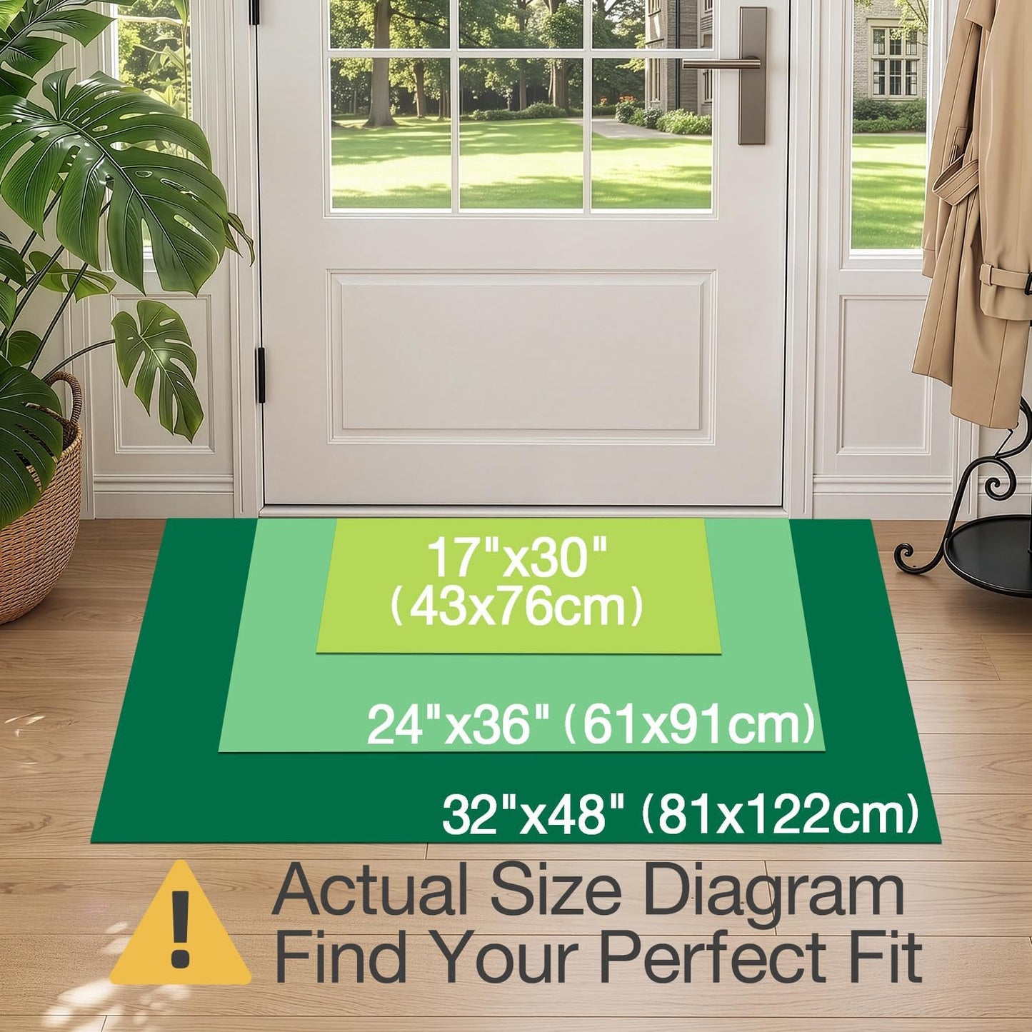 LUMI Ultra Thin Indoor Door Mat 24"X36", Entrance Doormat, Beige | 0.14" Ultra Thin, Dirt-Trapping & Absorbent Quick-Dry Surface, Waterproof Non-Slip Rubber Backing, Elegant Herringbone Design