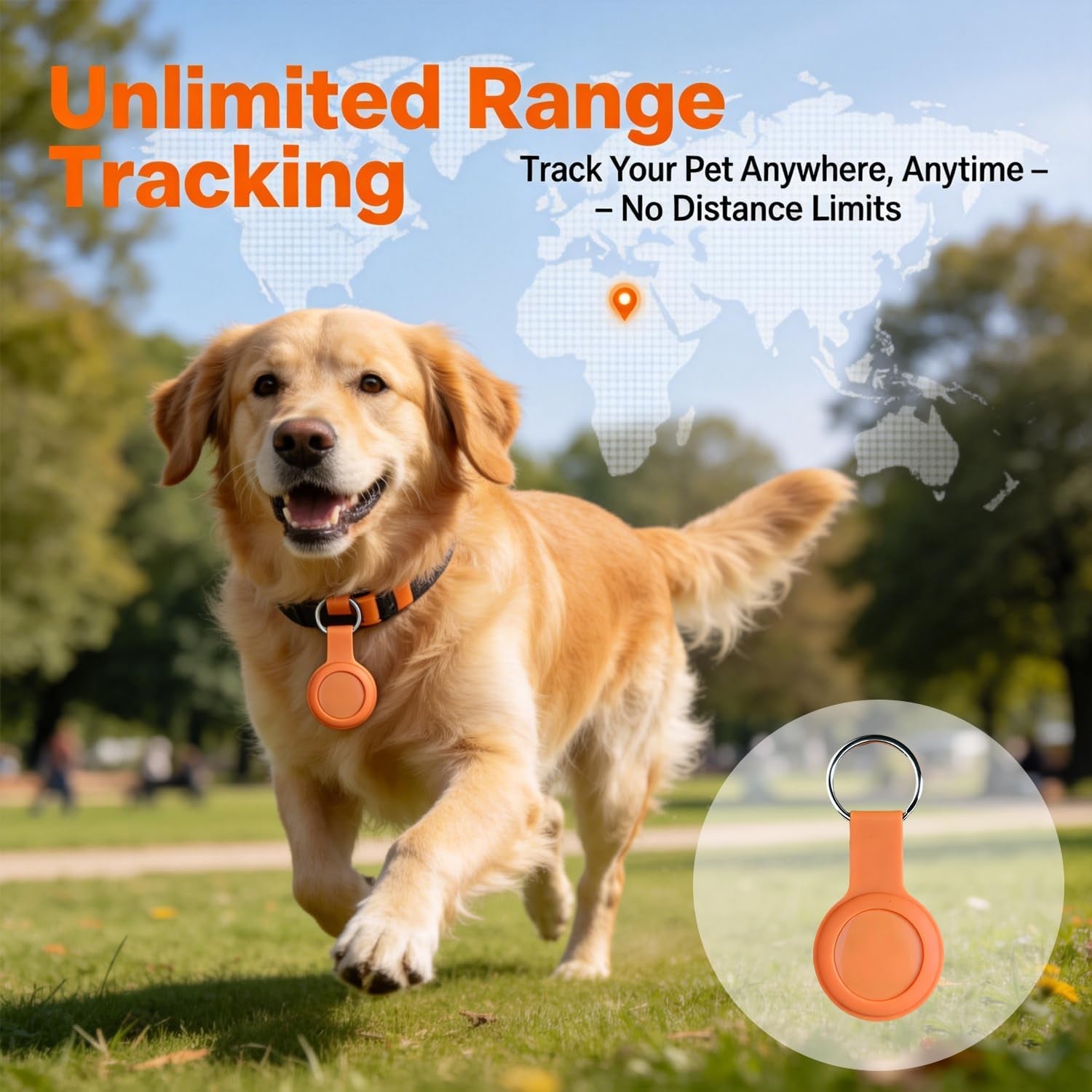 Pet GPS Tracker for Cats & Dogs – No Monthly Fee, No SIM Required, Real-Time Location Tracking – Smart Collar Compatible with Android & Ios – Ideal for Dogs, Cats, Kittens & Small Pets