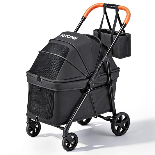 Foldable Pet Stroller Small Dogs Cats up to 70 Lb All-Terrain, Black