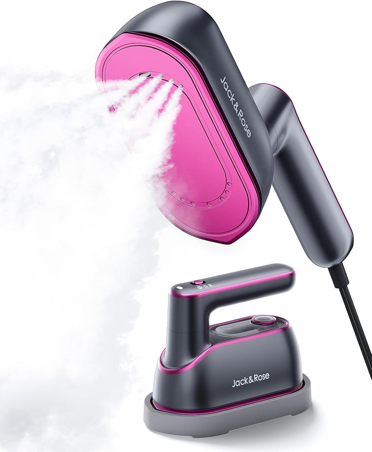 Jack ＆ Rose Travel Steamer Iron for Clothes,1200W Iron Steamer,Portable Handheld Travel Size Steamer Iron,8S Fast Heat-Up，Large Ceramic Heat Panel