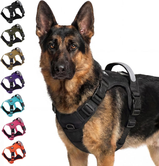 Heavy Duty Dog Harness for X-Large Dogs, No Pull Tactical Reflective Vest