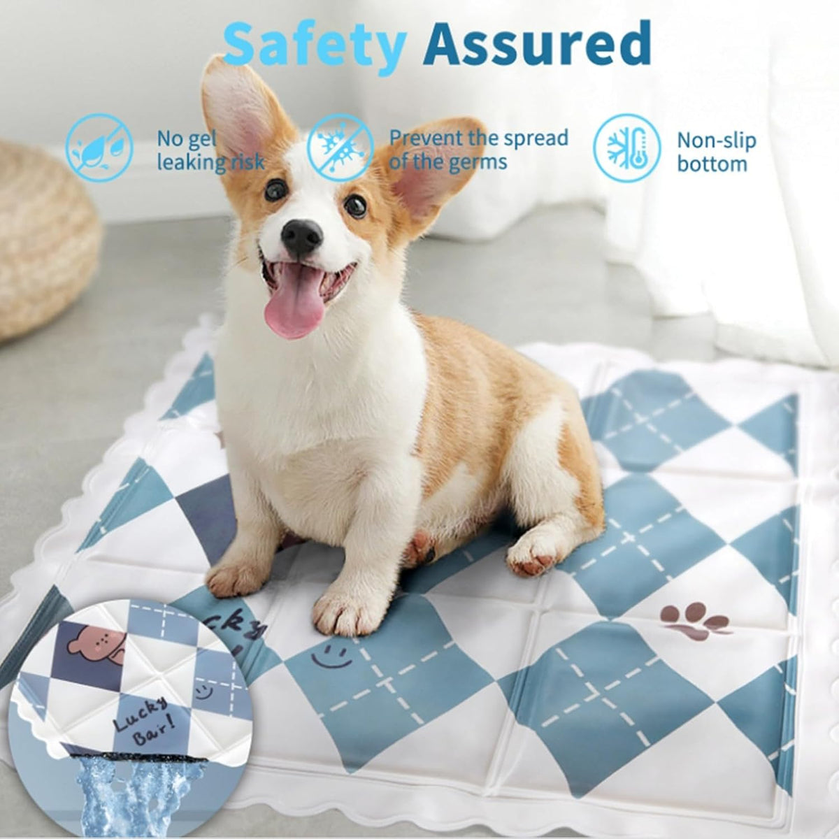Dog Cooling Mat 13.7” X 13.7” Pet Summer Self-Cooling Pad for Dogs and Cats Non-Toxic Gel No Water or Electricity Needed Easy Washable