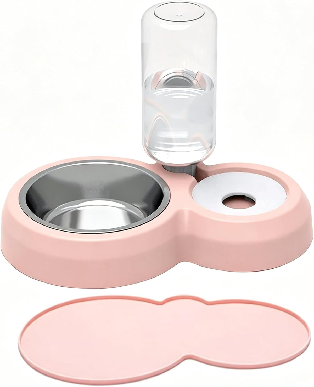 Cat Food and Water Bowl Set with Water Dispenser Non-Slip Mat