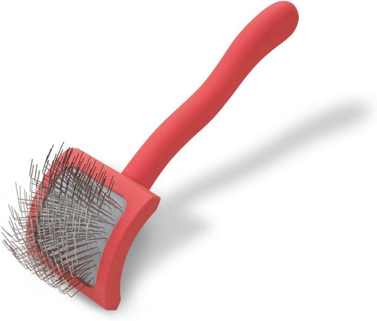 Chris Christensen Baby G Dog Slicker Brush for Dogs (Goldendoodles, Labradoodles, Poodles), Groom like a Professional, Fluff Detangle Style, Saves Time Energy, Coral, Small