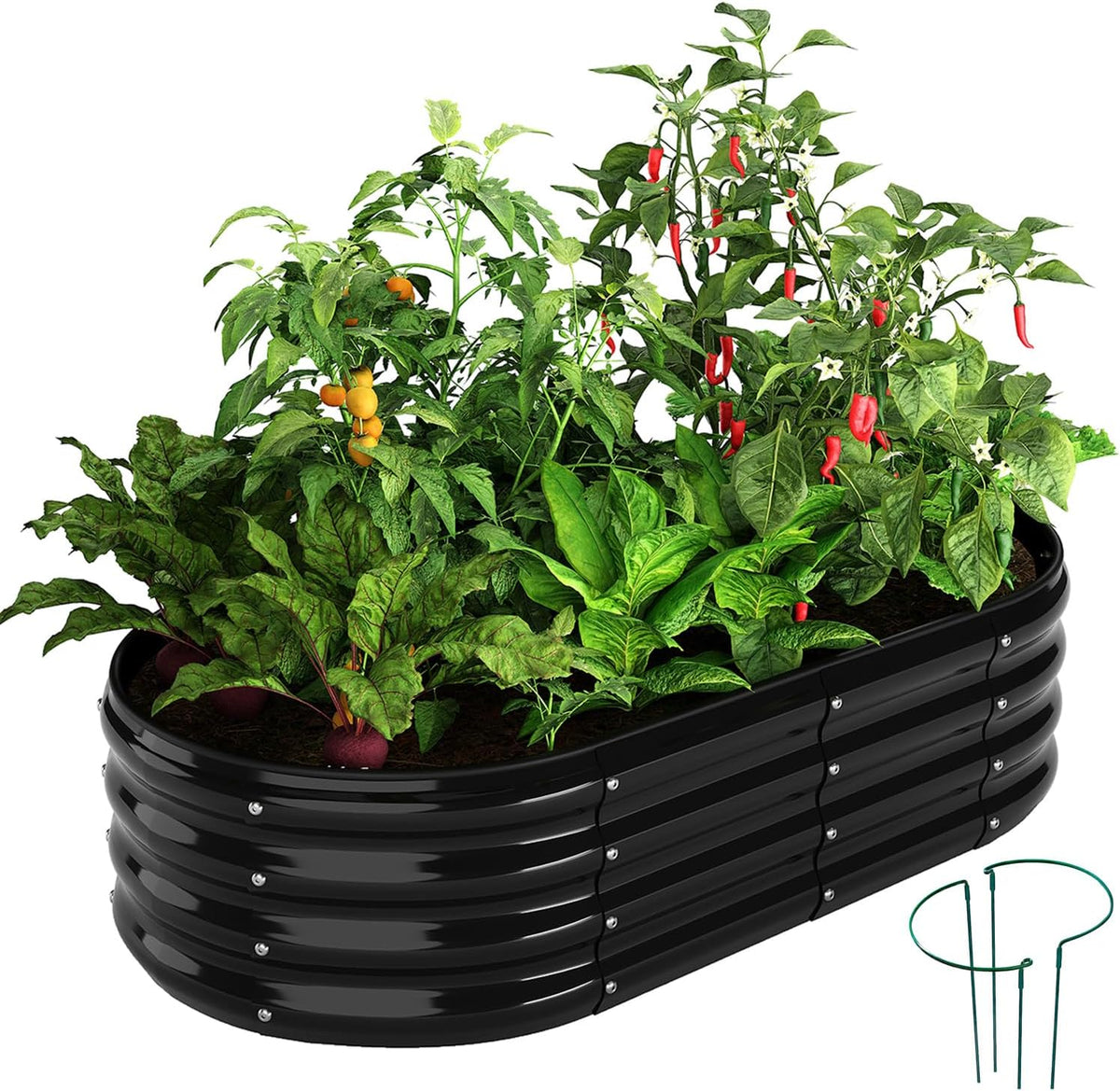 Zfhgarden Galvanized Metal Planter Raised Garden Bed Kit for Gardening Outdoor，4X2X1Ft Planter Grow Garden Box Raised Flower Bed，Long Vegetable Clearance Herb Raised Garden Beds for Gardening Black