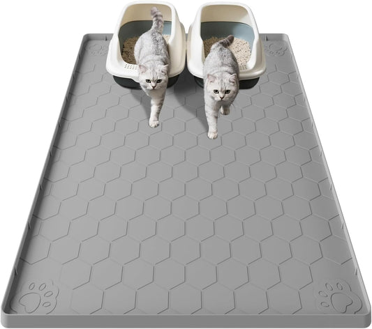 Cat Mat for Litter Box, 40" X 28" Large Silicone Cat Litter Trapping Mat