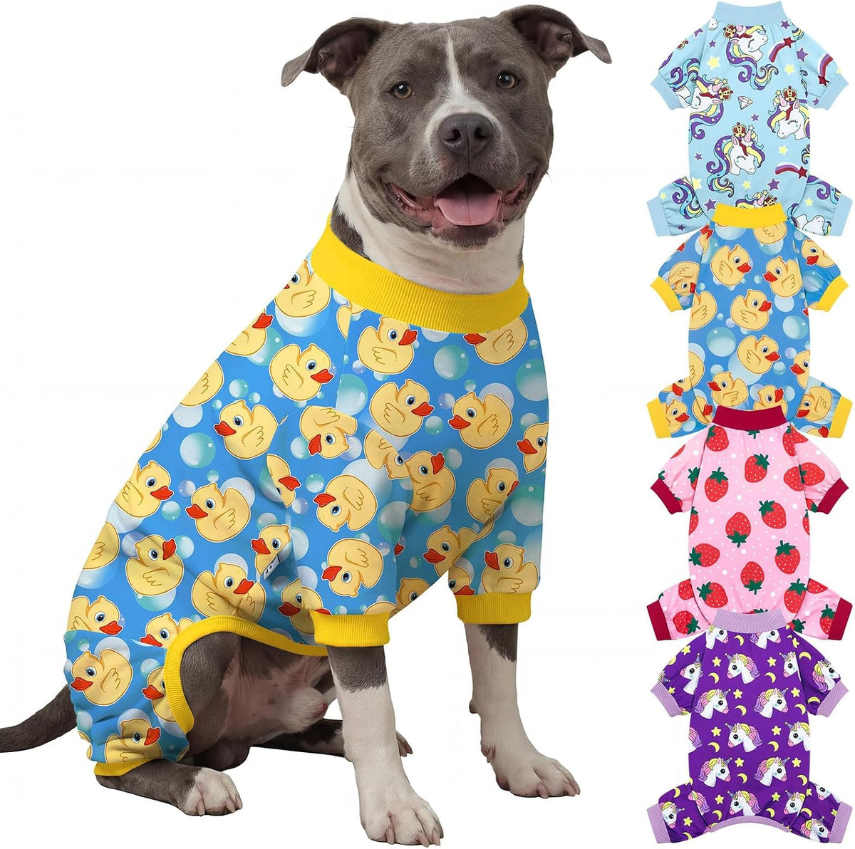 XPUDAC 4 Pack Dog Pajamas for Medium Large Dogs Pjs Clothes Onesies, 3XL
