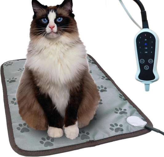 Pet Heating Pad Outdoor Small Dog Cat Heating Pad Heated Ped Beds for outside Dogs House Heater Electric Warming Pad for Puppies with Timer,Chew Resistant Cord,Easy Clean,Waterproof