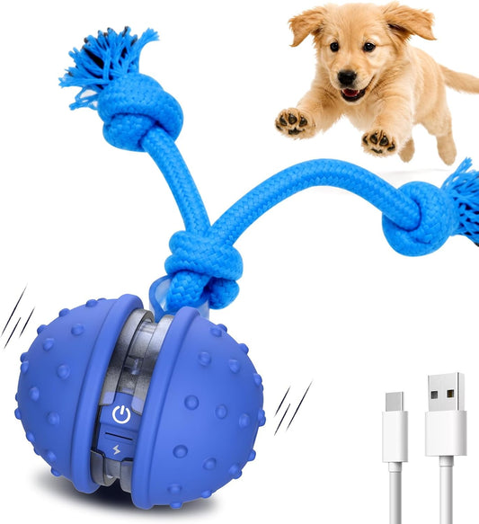Interactive Dog Toys, Automatic Moving Dog Ball with Rope