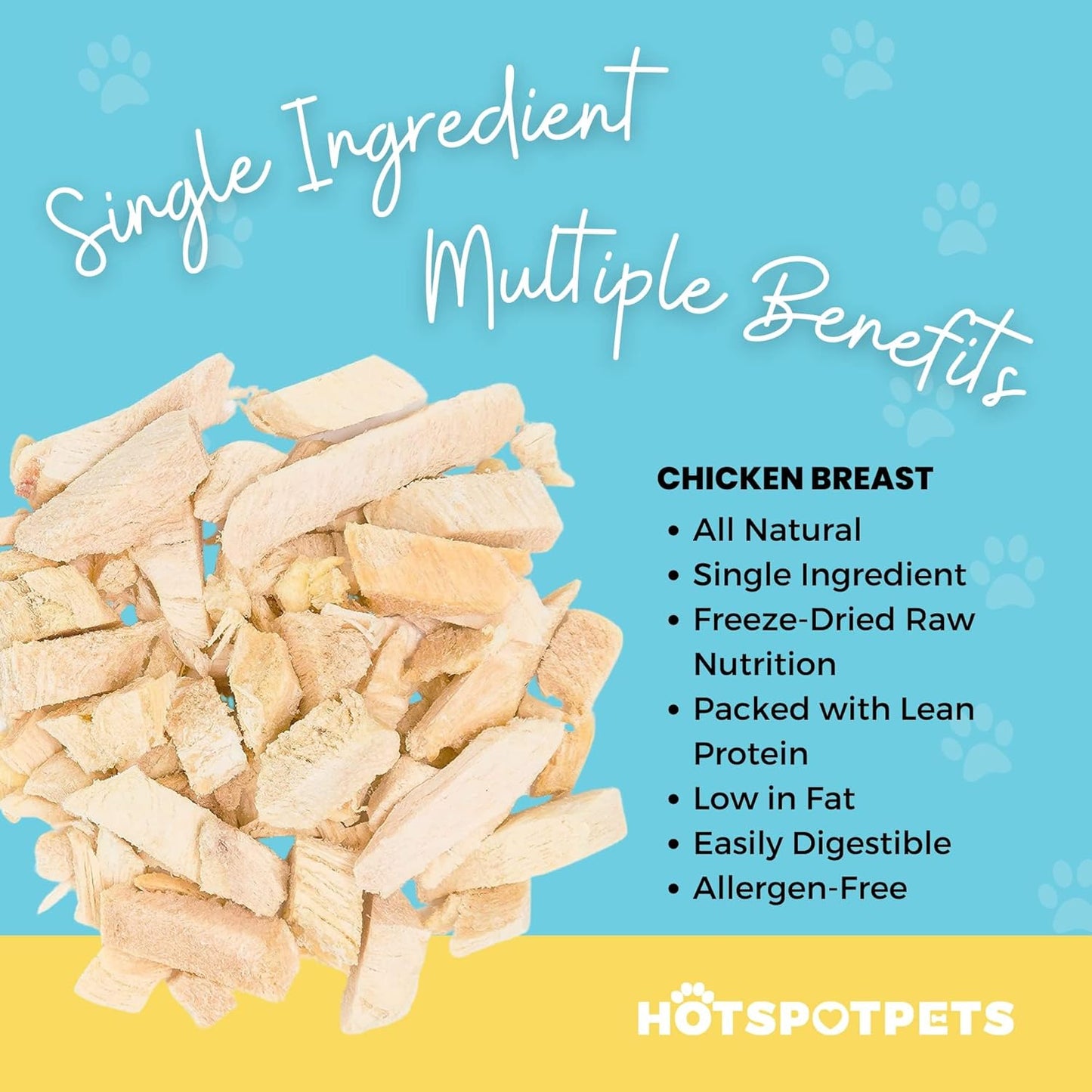 Hotspot Pets Freeze Dried Chicken Treats for Cats & Dogs -1LB Big Bag- USA Made- Healthy Single Ingredient-Resealable Bag, All Natural Grain-Free (Chicken Breast)- Perfect for Training, Topper & Snack