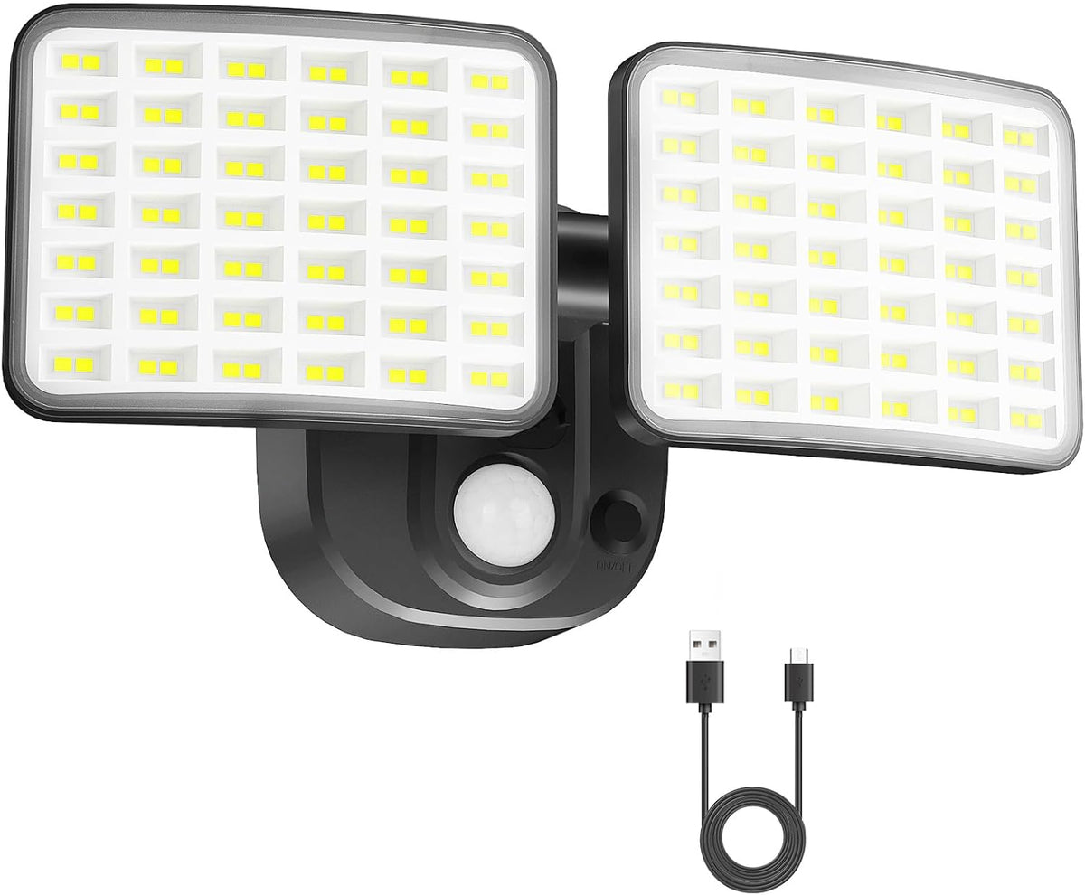 Battery Powered Motion Sensor Outdoor Lights with 2500LM & 4000Lm(High Brightness), Wireless Flood Lights 1-3 Months Endurance, USB Charging Security Lights for Garage Yard Patio Garden