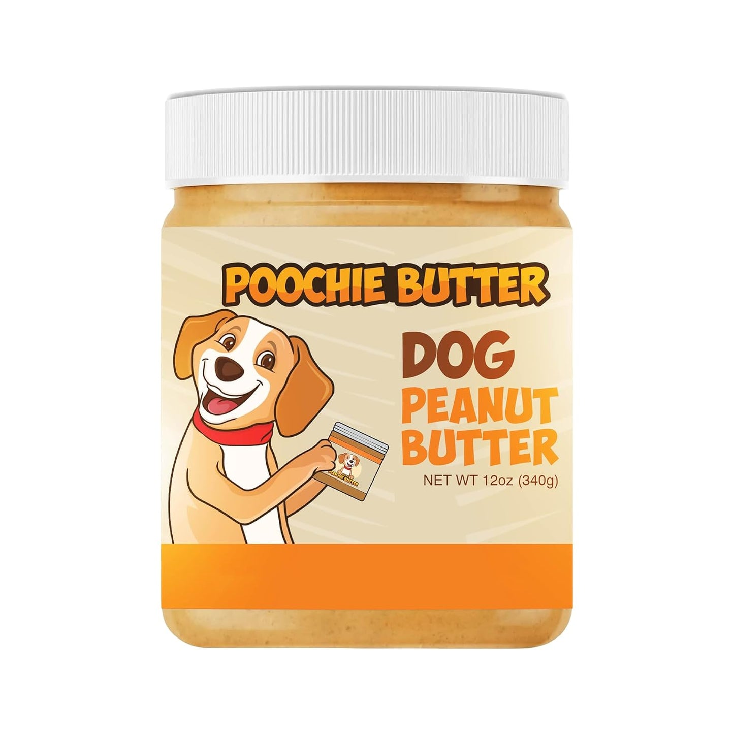 Poochie Butter Natural Dog Peanut Butter - Made in USA Healthy, Creamy Peanut Butter Spread for Lick Mats & Food Toppers - Dry-Roasted Peanuts Non-Gmo No Sugar Added Dog Treats - 12 Oz (Pack of 1)