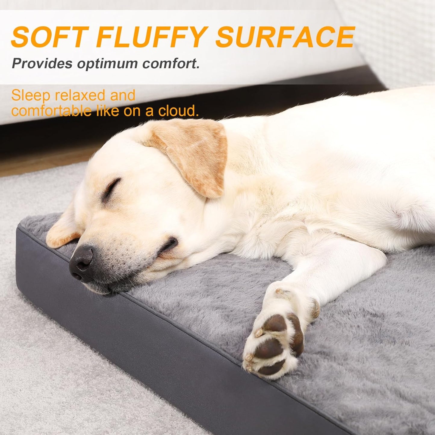 KSIIA Orthopedic Dog Crate Bed - Waterproof, Washable Dog Bed with Egg Crate Foam & Removable Cover, 35 X 22 Inch, Dark Gray