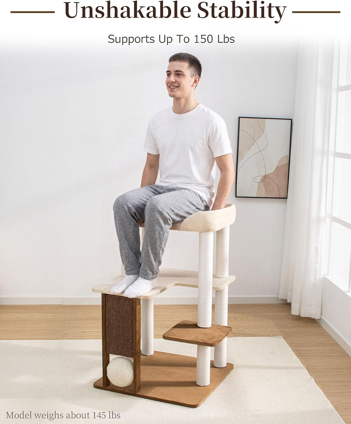 37.5" Cat Tree for Large & Senior Cats with Low Step & Sisal Board