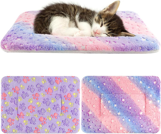 2 Pack Cat Blanket for Indoor Cat, Warm Calming Kitten Beds