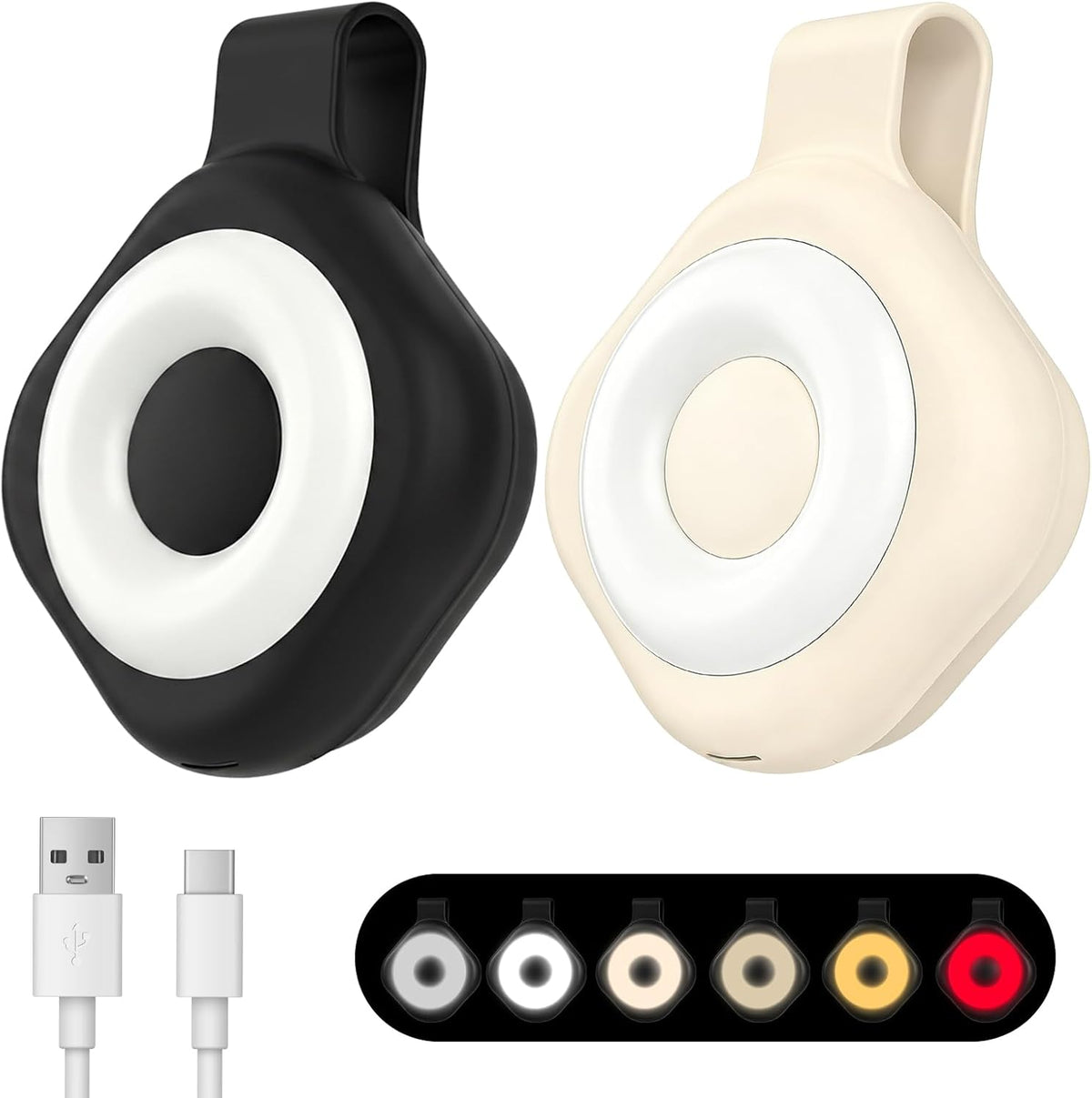 2 Pcs Nurse Night Light Clip for Badge – Rechargeable Clip-On Mini Light with 6 Brightness Levels & 3 Color Modes, Hands-Free Night Shift Light for Nurses, Walking & Emergency Use