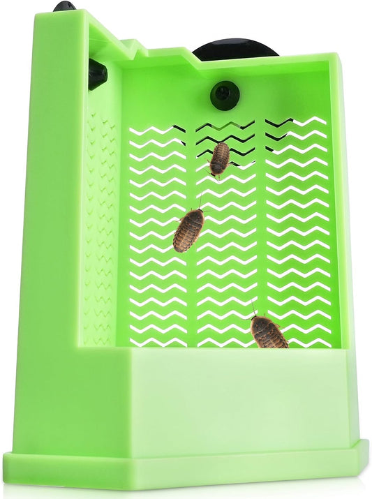 Reptile Corner Hunting Bowl - Glass Mount Insect Feeding Box for Reptile with Suction Cup Which Is Super Tight, Green, 4.72 Inch - S Size