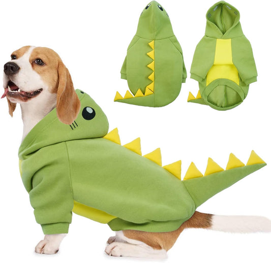 Dog Dinosaur Costume Large Dog Halloween Costume Warm Fleece Hoodie