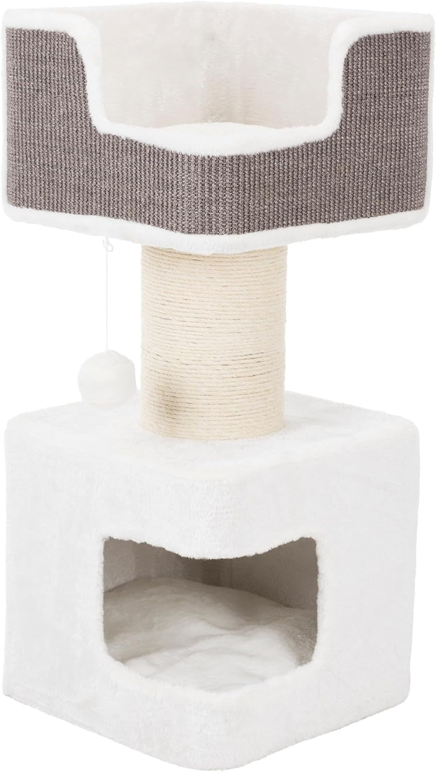 Trixie Ava Cat Tree – Cat Tower with Condo & Thick Scratching Post, Includes Removable Cushions – Indoor Cat Furniture for Scratching & Climbing – Gray, 16.5" X 16.5" X 33.9"