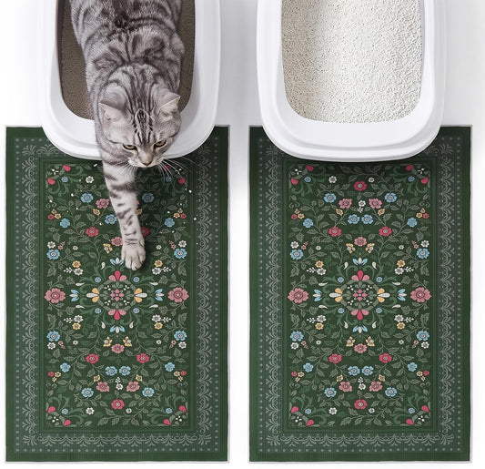 Bienbee Cat Litter Mat, 2 Pack 28" X 20" Machine Washable for Litter Boxes