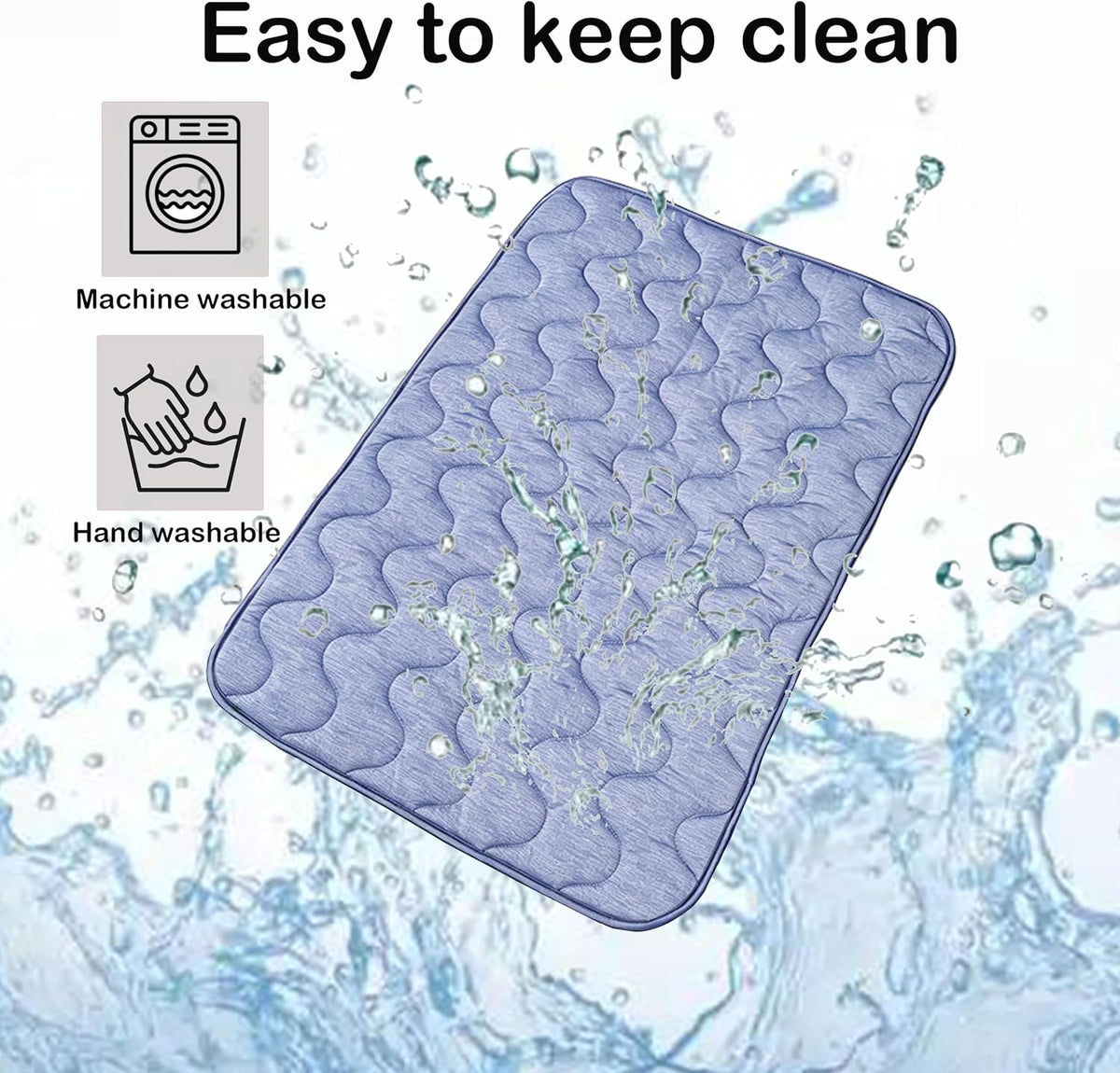 Dog Cooling Mat for Large Dogs & Cats, 55 X 39 in Washable Pet Cooling Pad, Double-Sided Soft Mat with Waterproof Reverse Side, No Gel, Water or Electricity, for Crate, Sofa, Floor & Car (Blue, XL)