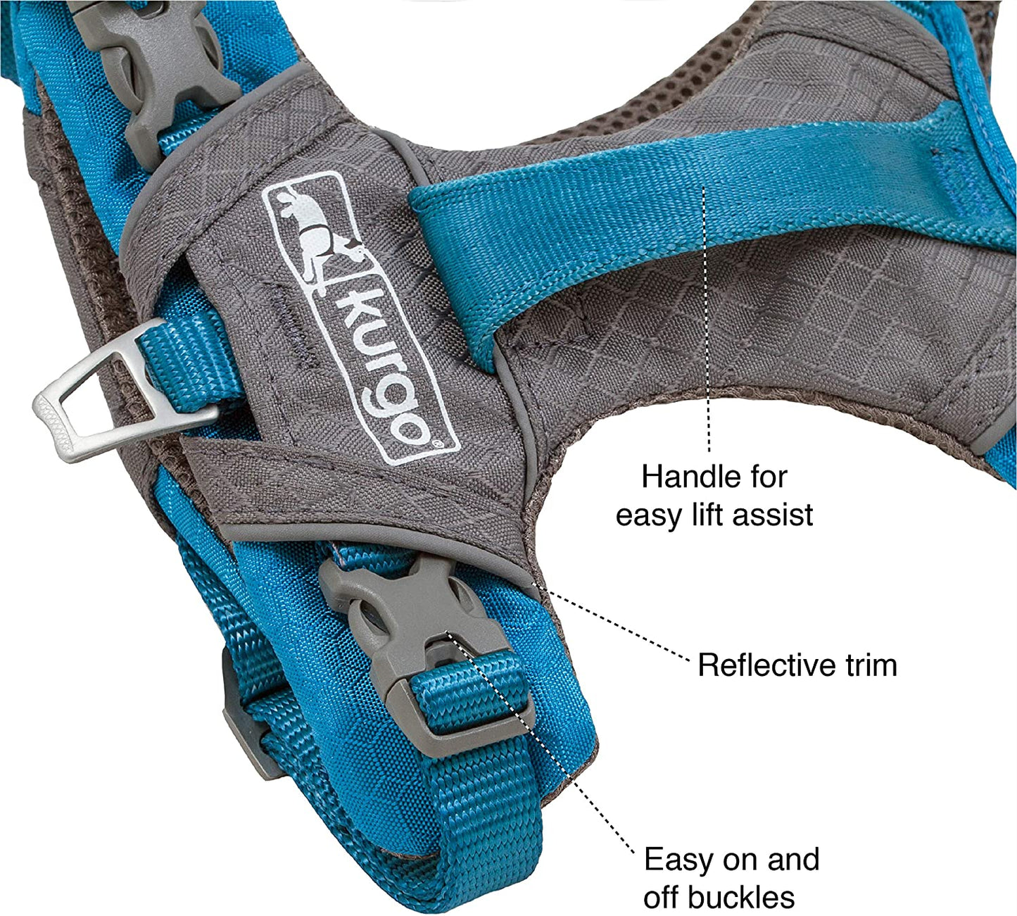 Kurgo Journey Air Dog Harness - Secure Fit for Active Dogs - Padded Chest - Lightweight Ripstop Fabric - Breathable Mesh - Reflective Trim - Back Assist Handle - Red - X-Large