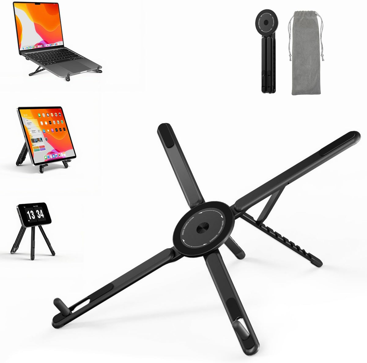 Supedesk 3-In-1 Magnetic Laptop Stand for Laptop, Tablet & Phone