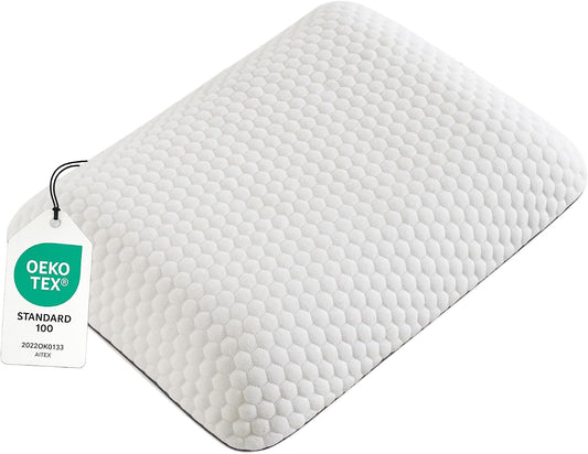 Travel Memory Foam Pillow for Sleeping, Comfortable Camping Pillow, 15.75X11.81X3.94 Inches, Easy to Carry Portable Bag, Soft, Breathable, Washable Pillowcase