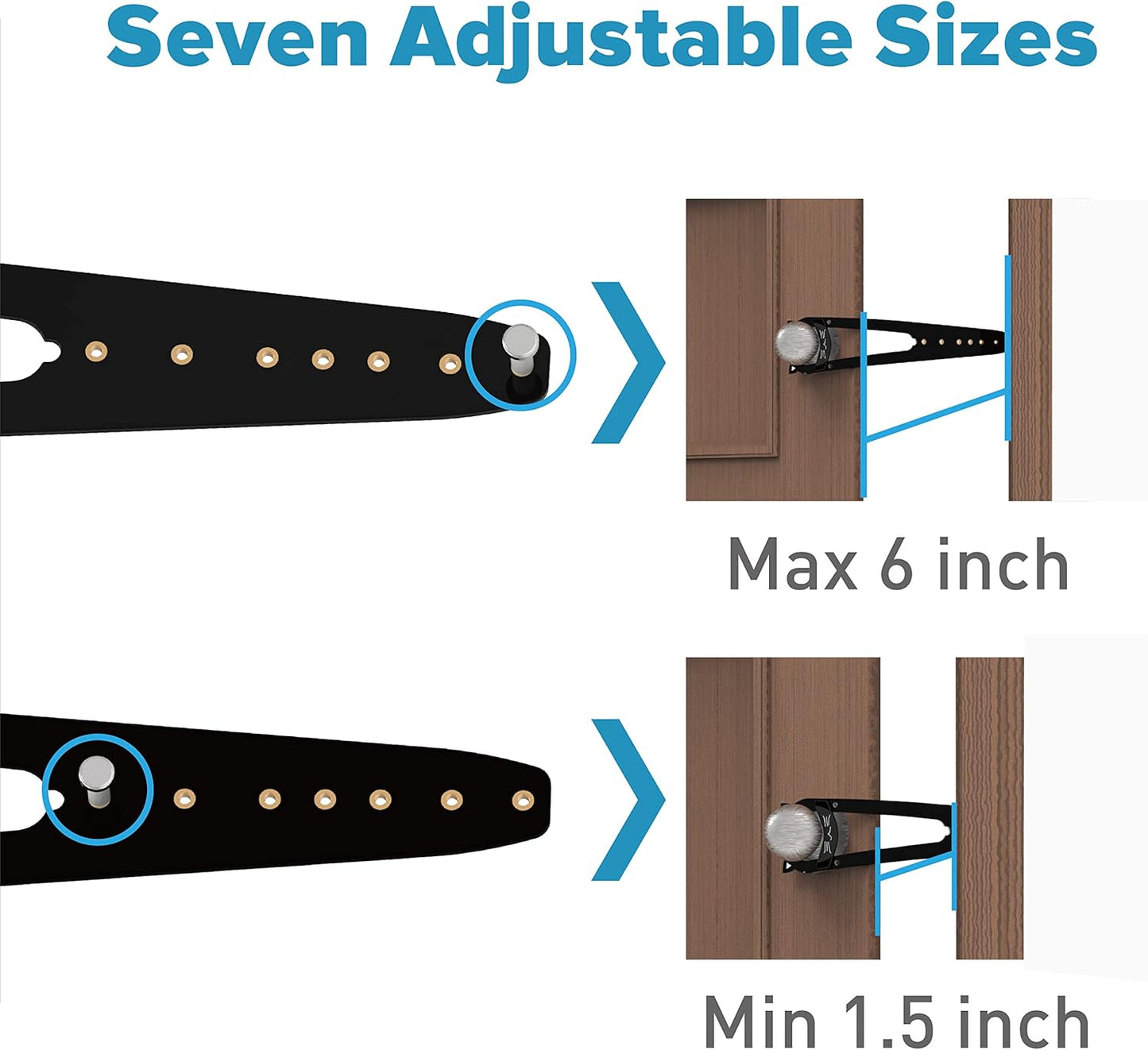 Neobay Cat Door Latch with Stabilizer, 7 Sizes Adjustable Cat Door Holder Latch, Keeps Dog Out of Litter Box, No-Drill Alternative to Pet Gates & Interior Cat Door, Black, 2 Packs