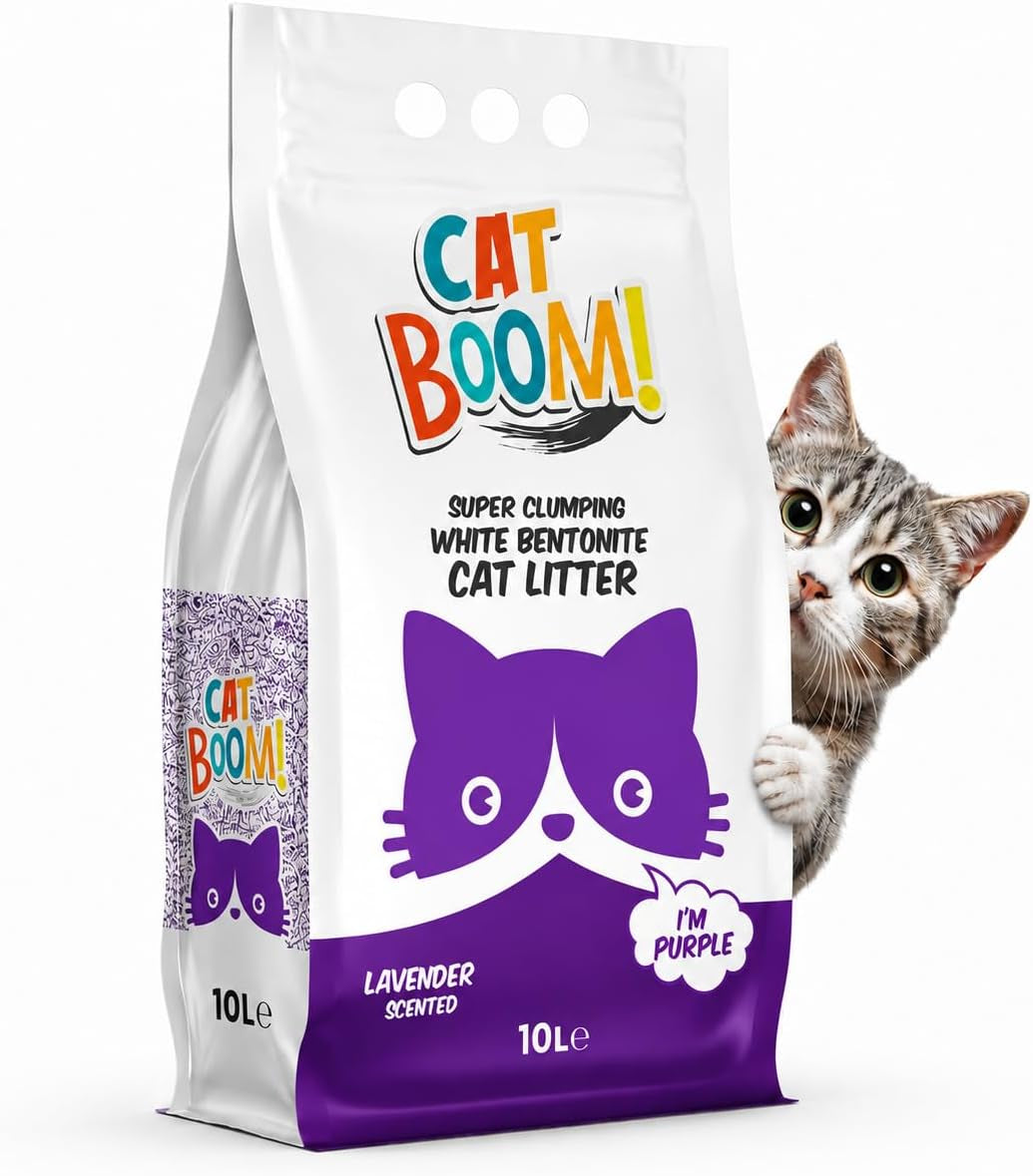 Catboom Bentonite Cat Litter, Super Clumping, Lavender Scent, 18.5Lb
