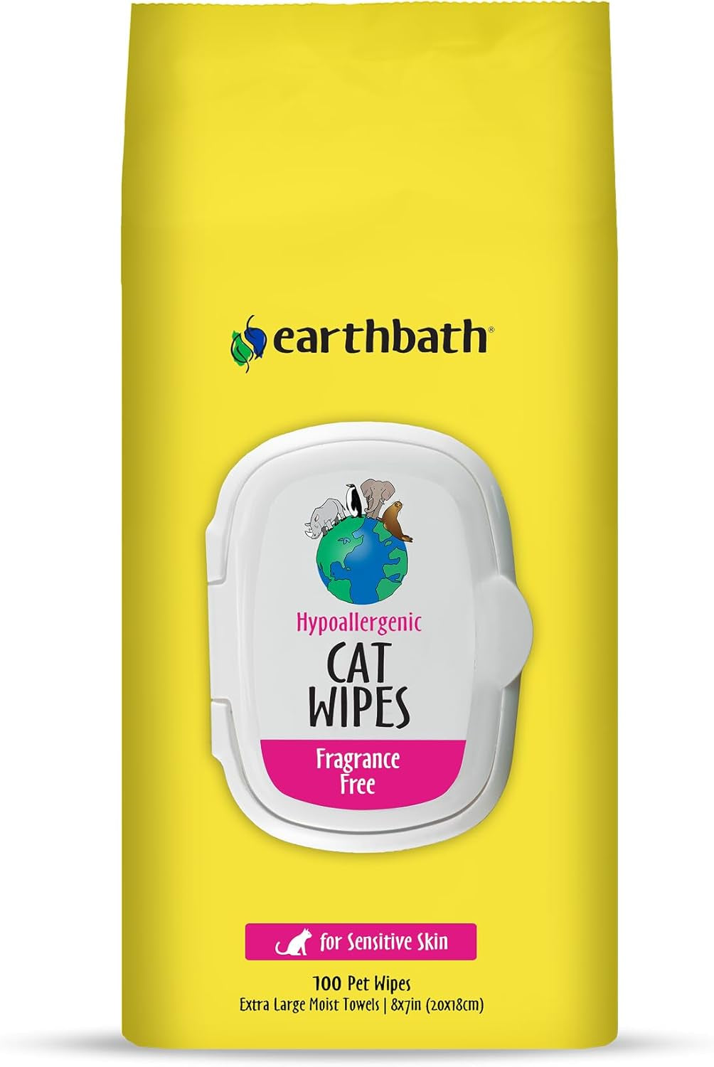 Earthbath Hypo-Allergenic Grooming Wipes, Vitamin E, 100 Count, Pack of 1 | Fragrance Free Aloe Vera, Gentle on Sensitive Skin, Good for Dogs & Cats - Handily Clean Your Pets' Dirty Paws & Undercoat