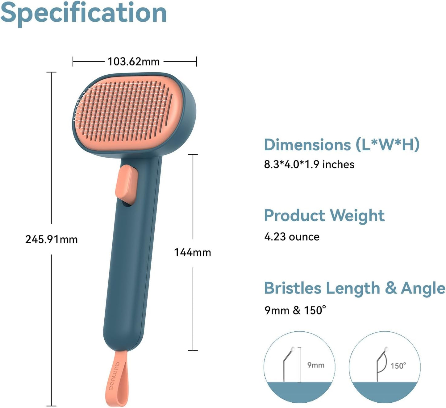 Aumuca Skin Friendly Self-Cleaning Slicker Brush for Dogs & Cats, Gentle Pet Grooming Tool for Shedding & Deshedding, Efficient Hair Remover for Long & Short Haired Pets