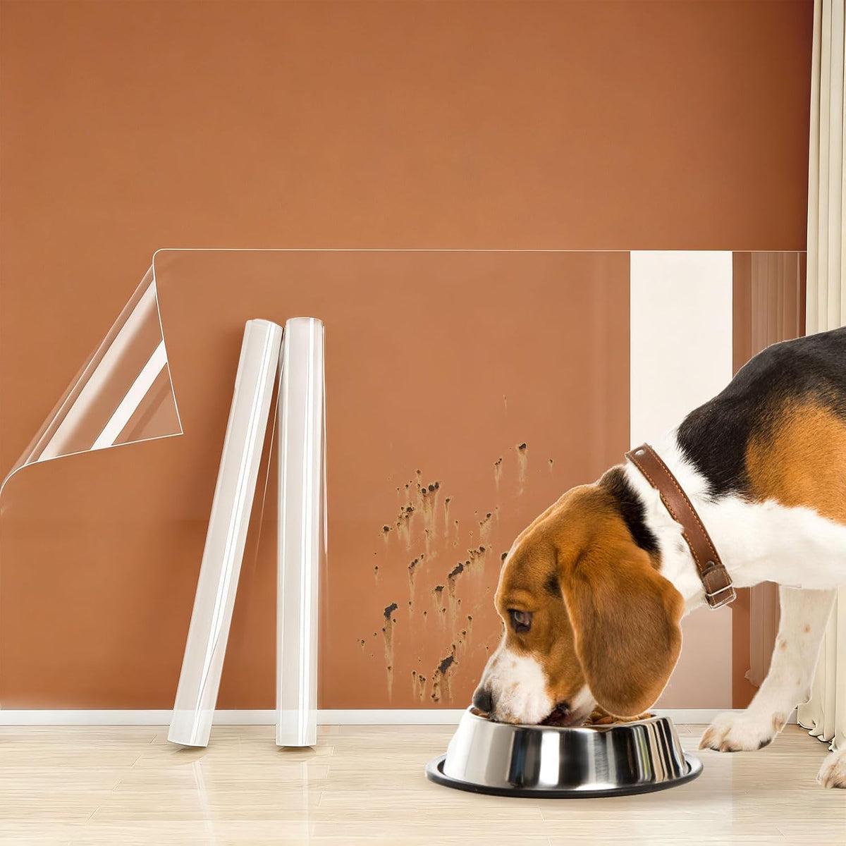 Clear Electrostatic Wall Protector, Static Protective Film, Adhesive-Free, No Residue Protection for behind Trash Cans, against Dog Scratches, Furniture, Doors, Splashes and Stains (15.78In*16.4Ft)