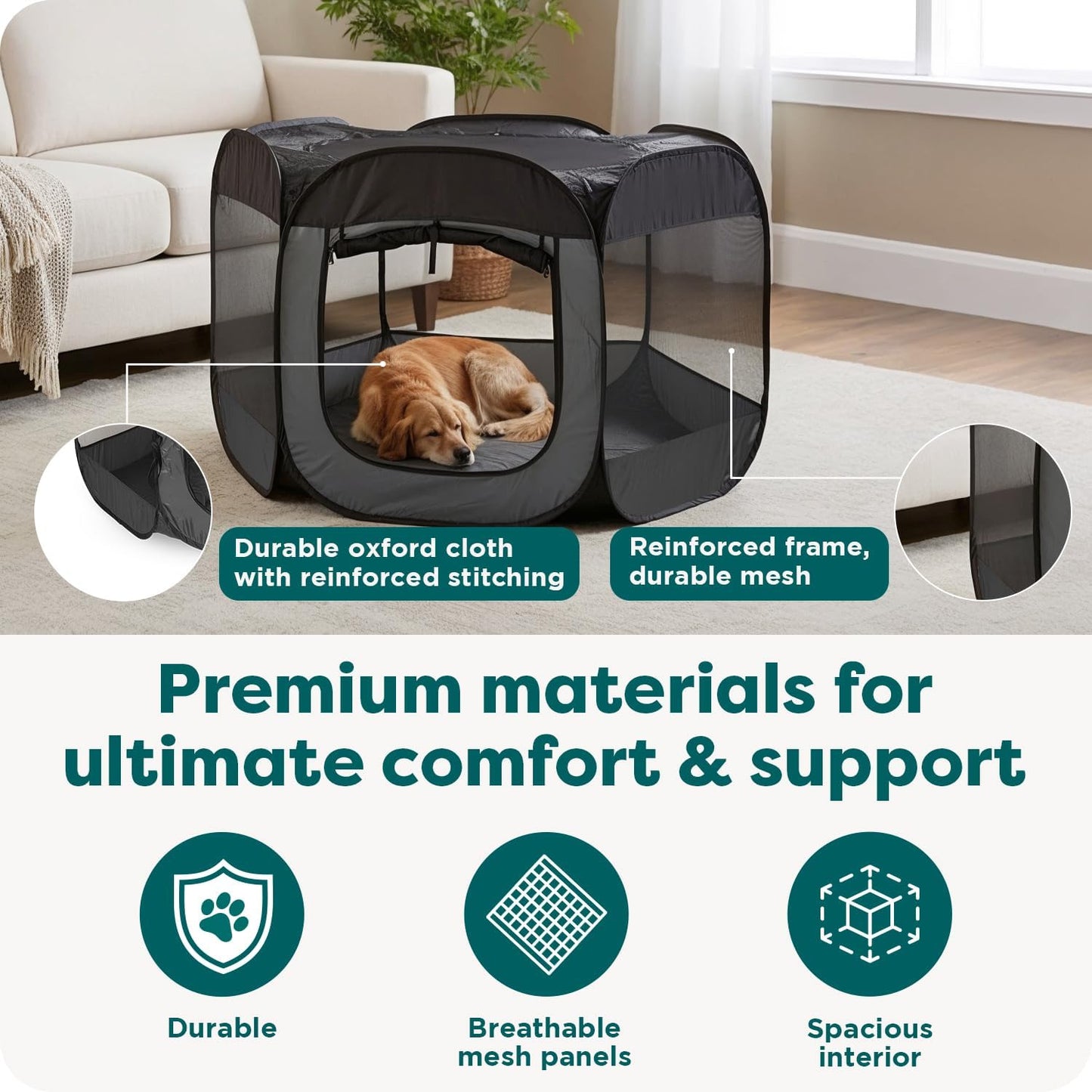 Furhaven Portable Pet Playpen for Dogs & Cats, Extra Large Indoor Kitten Playpen with Mesh Sides, Foldable Dog Playpen for Small Dogs, Pop up Travel Dog Pen, X-Large, Pet Crate with Mesh Sides, Gray