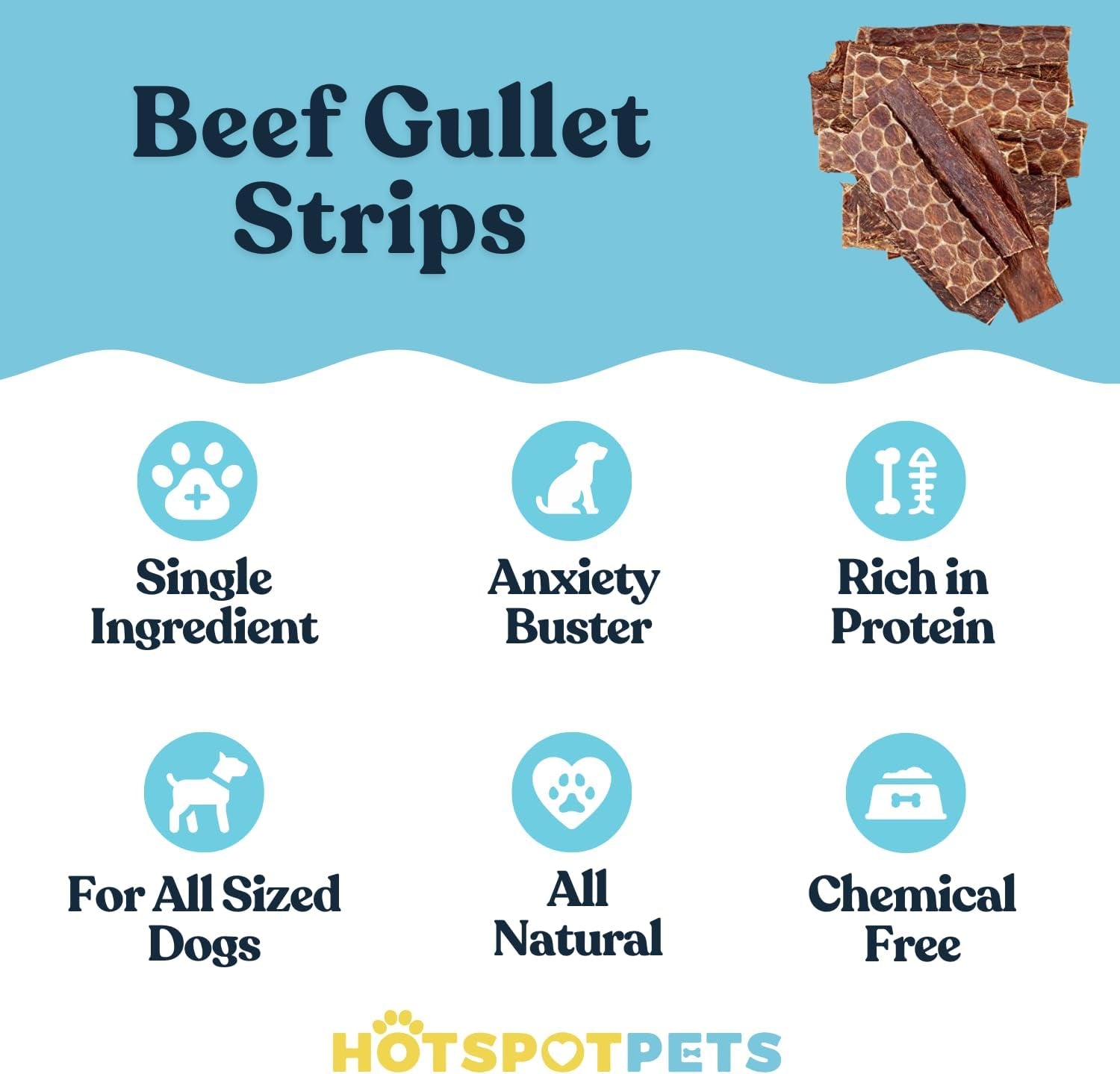 Hotspot Pets Beef Esophagus Dog Treats (6 INCHES - 25 Count) Grass Fed with No Added Hormone, All Natural Jerky Dog Treats - Dog Chews Rich in Glucosamine & Chondroitin for Joint Health