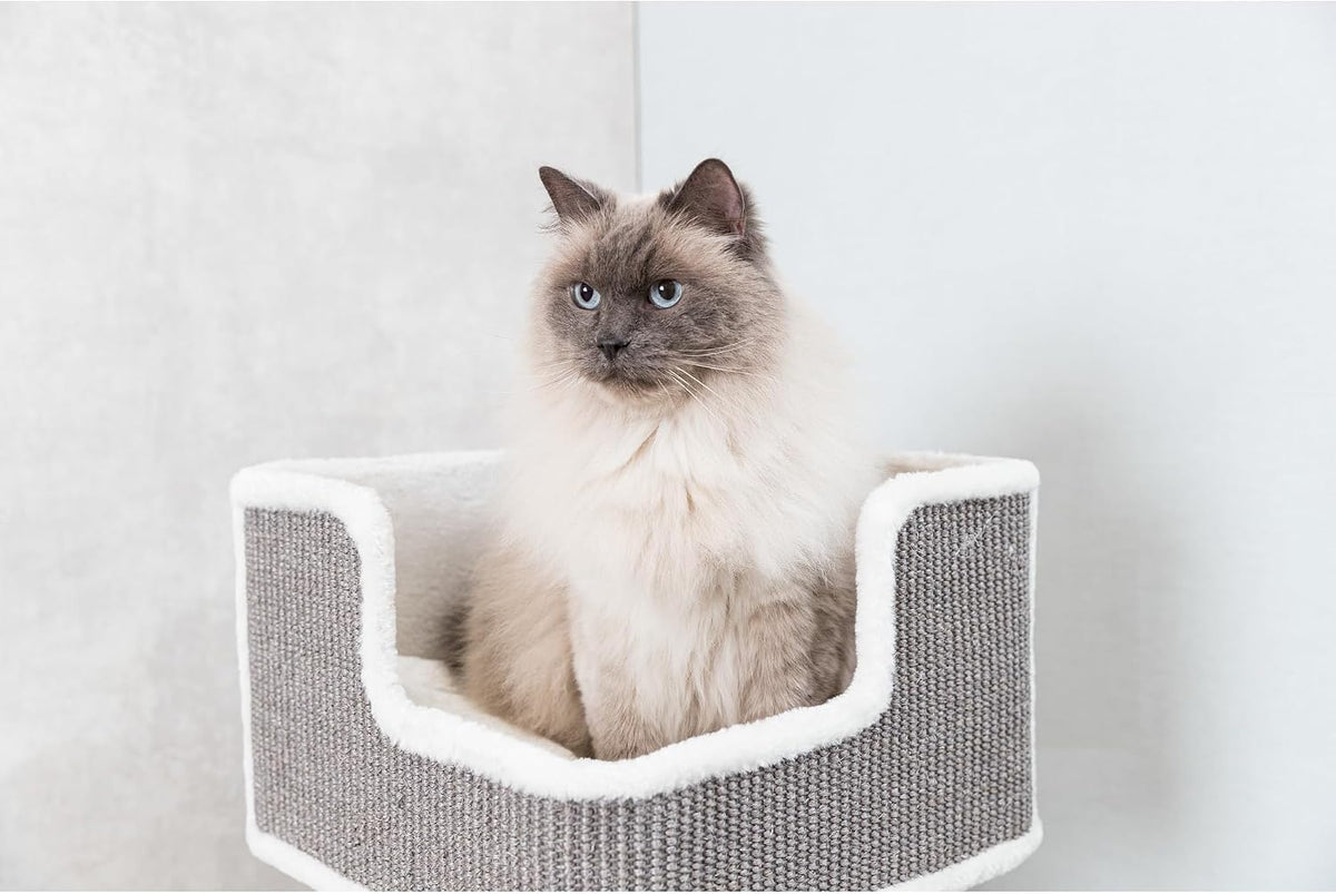 Trixie Ava Cat Tree – Cat Tower with Condo & Thick Scratching Post, Includes Removable Cushions – Indoor Cat Furniture for Scratching & Climbing – Gray, 16.5" X 16.5" X 33.9"