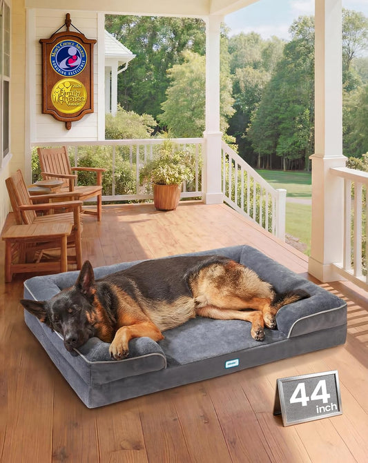 Ohgeni Orthopedic Extra Large Dog Bed Couch, Memory Foam, 44-Inch (Gray)