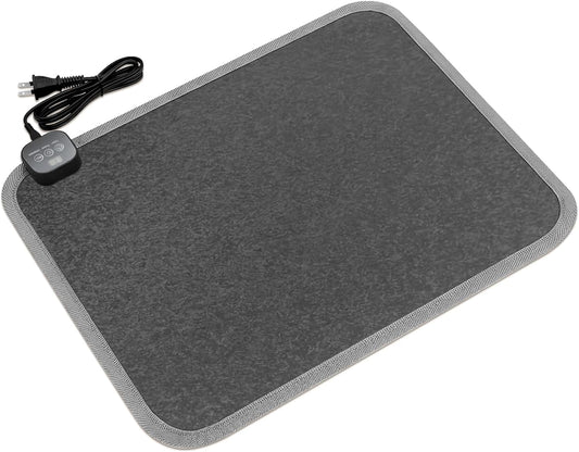 Heated Floor Mat for Foot Warmer - 110V Adjustable Temperature under Desk Electric Heater with Timer for Office Bathroom Home, Heating Pad for Cold Feet
