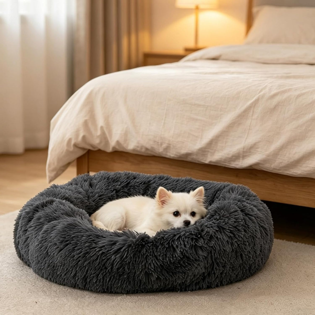 Cat Beds for Indoor Cats, round Donut Small Dog Bed, Dark Gray