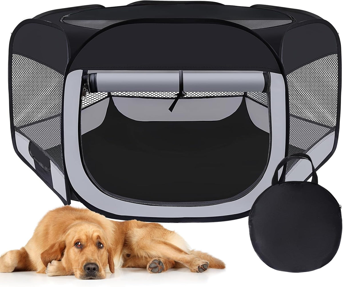 Dog Play Pen Indoors,Puppy Pen,Cat Playpen for Indoor Cats Enclosed(Grey,L)